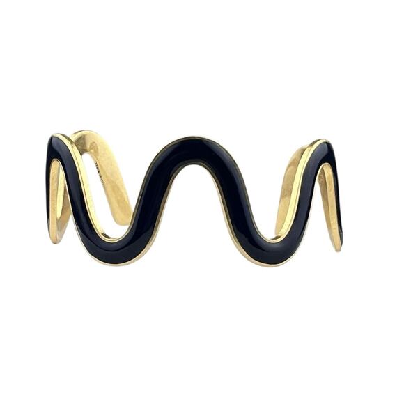 Madewell Gold Tone & Blue Enamel Cuff Bracelet - Picture 1 of 8